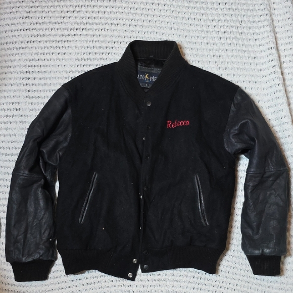 Other - KTOM Radio Salinas, Ca Black Varsity Jacket with Leather Sleeves